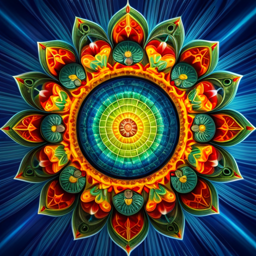 An image depicting a vibrant, intricately designed mandala, pulsating with radiant colors and adorned with numerical symbols, illustrating the mysticism and profound depth of numerology