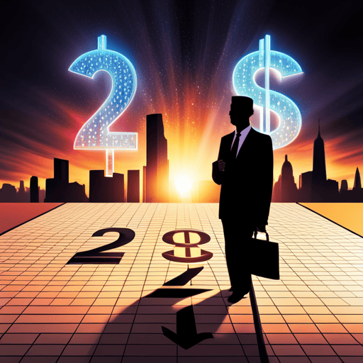 An image showcasing the fusion of business and finance elements, like stock market graphs, dollar signs, and calculators, blended with mystical symbolism like a numerology chart and the number 28, to explore the significance of Numerology Number 28 in Business and Finance