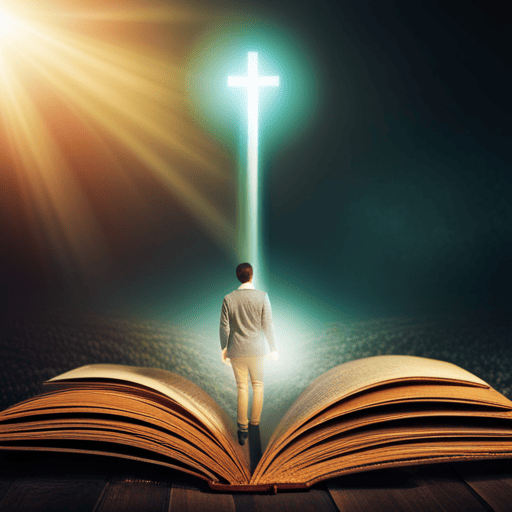 An image of a person standing at a crossroads, surrounded by mystical symbols and ancient books