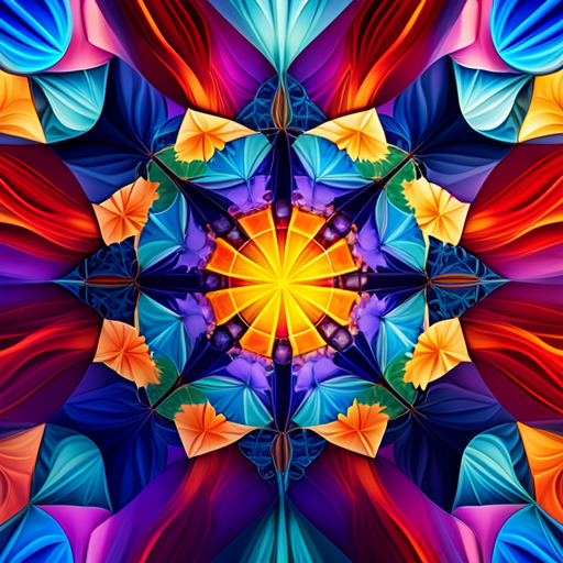 An image showcasing a vibrant kaleidoscope of colors merging together, symbolizing the diverse and compassionate nature of a Birth Number 9 personality