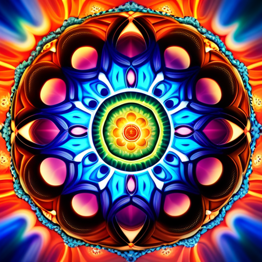 An image featuring a vibrant mandala in the center, radiating with nine interconnected circles