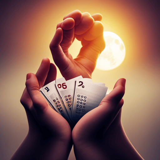 An image featuring a hand holding a set of numerology cards, surrounded by glowing numbers