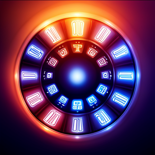 An image depicting a mystical, starlit sky with a vibrant, glowing numerology wheel at its center