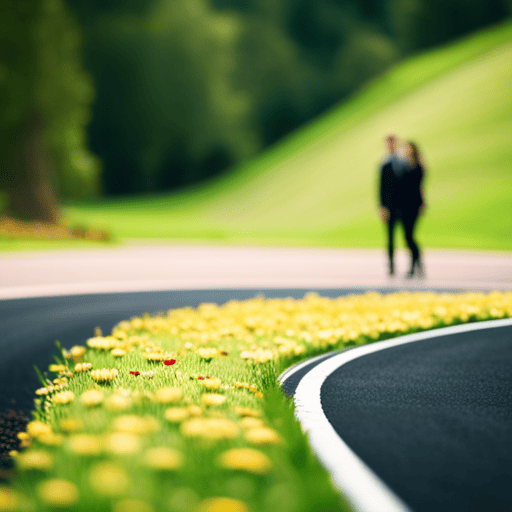 An image showcasing a couple standing on opposite ends of a winding road, symbolizing the challenges and growth opportunities in Number 9 relationships