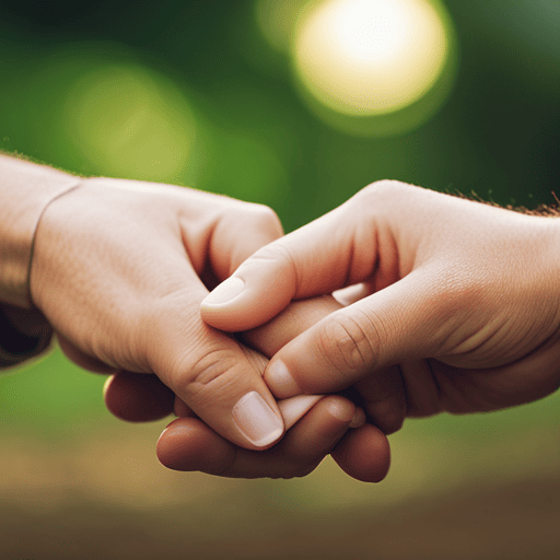 An image showcasing a couple holding hands, their intertwined fingers symbolizing the deep emotional connection in a Number 9 marriage