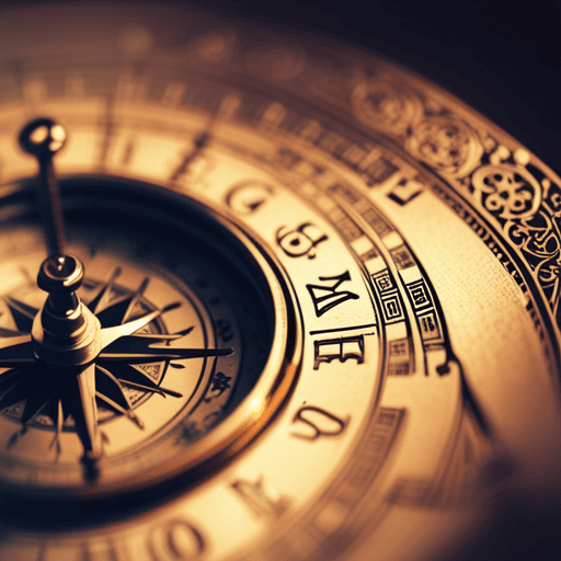 An image depicting a golden compass floating above an ancient book, its needle pointing towards intricate numerical patterns emerging from its pages, evoking the enigmatic influence of GG33 numerology on the exploration of advanced concepts