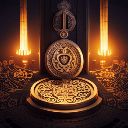 An image featuring an ancient, weathered stone tablet covered in intricate symbols and patterns, surrounded by flickering candlelight