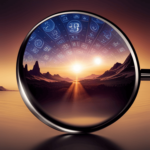 An image showcasing a magnifying glass hovering over a handwritten letter, revealing intricate numerical symbols intertwined with celestial motifs, representing the profound exploration of personal numerology analysis