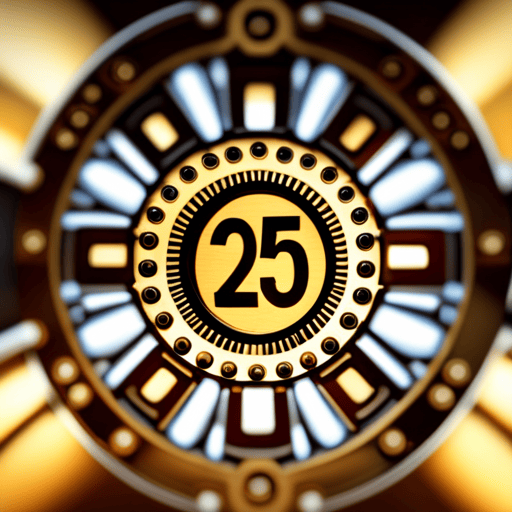 An image showcasing a vibrant mosaic of interconnected gears, each adorned with the number 25
