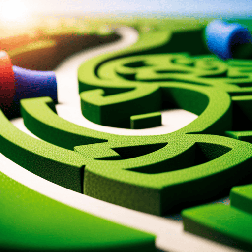 An image with a maze-like road lined with diverse career symbols, such as a calculator, paintbrush, laptop, and stethoscope, visually representing the versatile and adventurous nature of Life Path 5 career traits