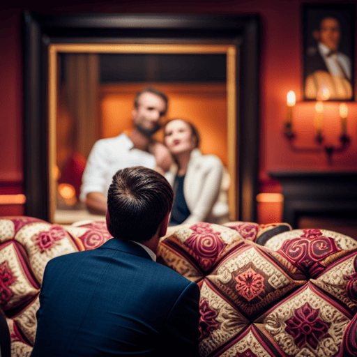 An image depicting a couple sitting on a cozy couch, engaged in deep conversation with empathetic expressions
