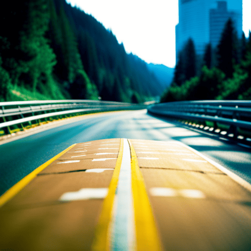 An image showcasing a vibrant, winding road that intersects with a strong, steady bridge