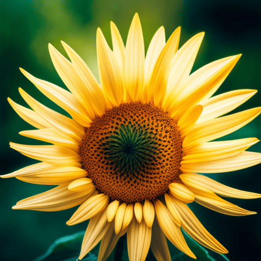 An image showcasing a radiant sunflower, with its vibrant petals forming a spiral pattern, symbolizing the sacred geometry of numbers and their profound influence on personal growth and self-discovery