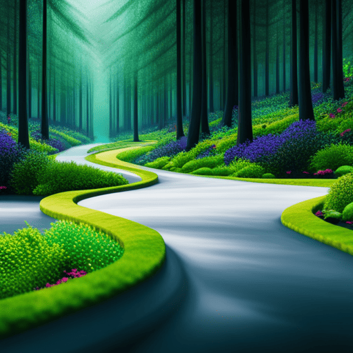 An image showcasing a mystical pathway winding through a lush forest, with vibrant numerals floating above, symbolizing the profound connection between numerology and personal empowerment
