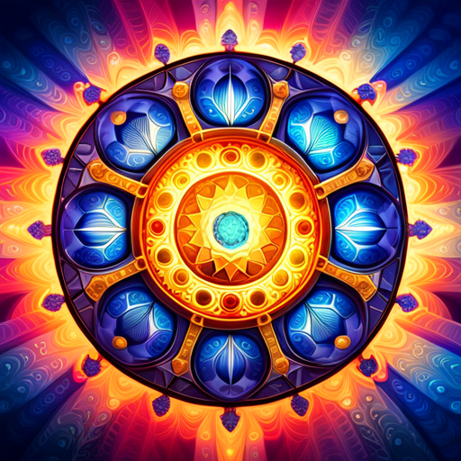 An image showcasing a celestial-themed mandala, intricately intertwining zodiac symbols with numerical patterns