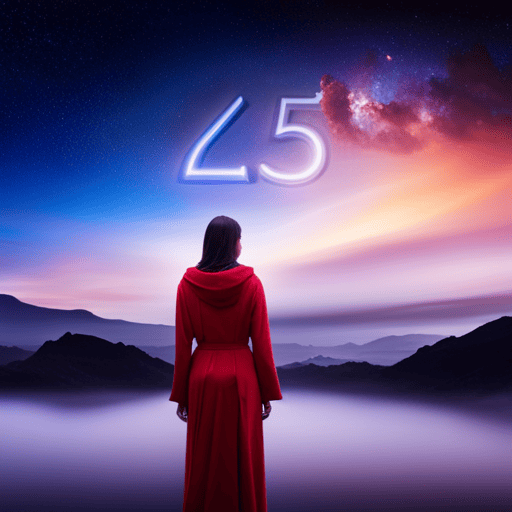 An image showcasing a serene night sky with a mystical figure deciphering numerals suspended in the air, symbolizing the process of interpreting angel numbers in numerology