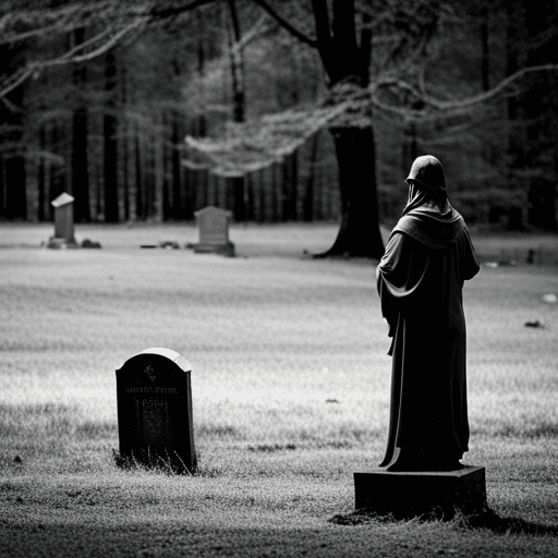 An image depicting a desolate graveyard, where a solitary figure stands before a weathered tombstone bearing the number 13, hinting at the deep-rooted karmic debt tied to their past lives