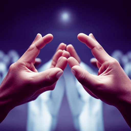 An image with two hands extending towards each other, each displaying different numbers representing birthdates