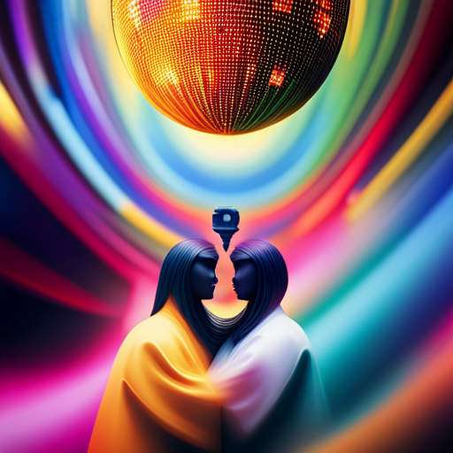 An image featuring two abstract figures, each adorned with their numerology life path numbers and surrounded by vibrant colors symbolizing their unique personality traits