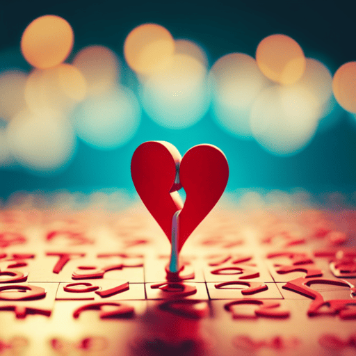 An image showcasing two intertwined hearts, surrounded by a vibrant spectrum of numbers and symbols