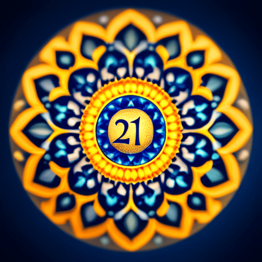 An image featuring a vibrant mandala with intricate patterns, where the number 11 is highlighted in gold, representing insight and spiritual awakening, while the number 22 is depicted in silver, symbolizing mastery and manifestation