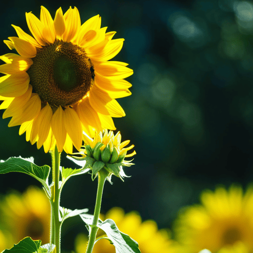 An image showcasing a serene garden with three vibrant sunflowers standing tall, radiating harmony and nurturing energy