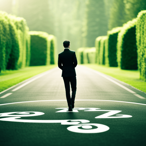 An image of a person standing on a vibrant, winding road surrounded by numerals floating in the air, each representing a different life path number