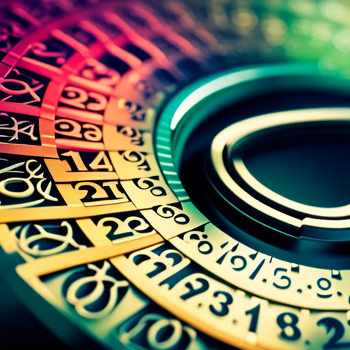 An image showcasing a vibrant wheel of numbers, with each section representing a birthdate