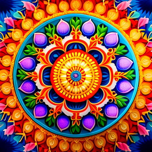 An image showcasing a vibrant mandala with intricate patterns, representing the diverse and unique personalities shaped by numerological significance of birthdays