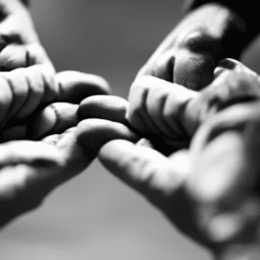 An image showcasing two hands, each with a unique numerical pattern etched onto their palms