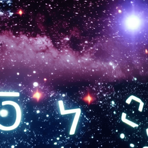 An image showcasing a vibrant array of numbers intertwined with celestial elements like stars, planets, and galaxies