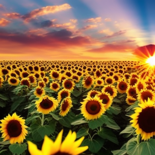 An image showcasing a vibrant sunflower field as the backdrop, with three numerology symbols floating above