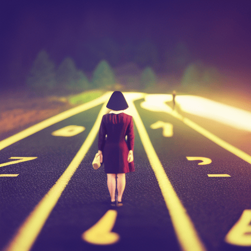 An image of a person standing at a crossroad, with multiple paths stretching out in front of them