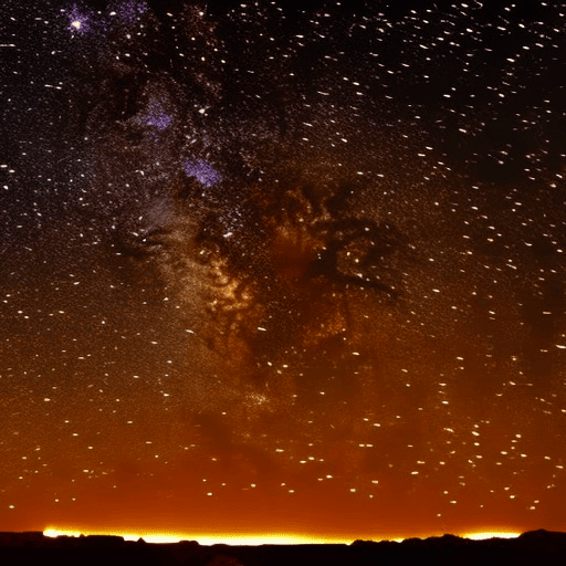 An image showcasing a mesmerizing celestial scene, with a shimmering night sky adorned by ancient Mesopotamian constellations