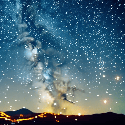An image showcasing a serene, starry night sky with a vivid celestial display of angelic numerical patterns