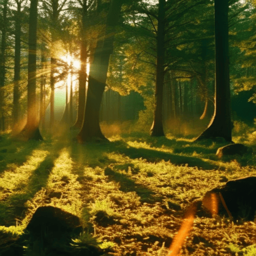 An image showcasing a mystical forest scene at dawn, with rays of golden sunlight filtering through the trees, revealing intricate patterns of numbers embedded in the foliage, emphasizing the interconnectedness of numerology and our daily experiences