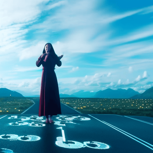 An image showcasing a person standing at a crossroads, with each path adorned by vibrant numbers floating above them