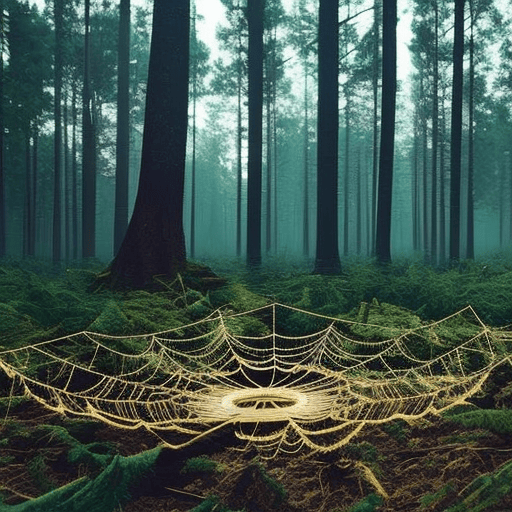 An image showcasing a mysterious forest clearing, bathed in ethereal moonlight