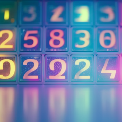 An image depicting various vibrant colors seamlessly blending together, surrounding a numeric equation composed of birthdate digits, visually illustrating the process of calculating personal color numerology