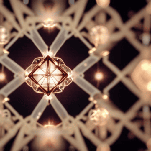 An image depicting an ethereal crystal grid illuminated by a soft, celestial light