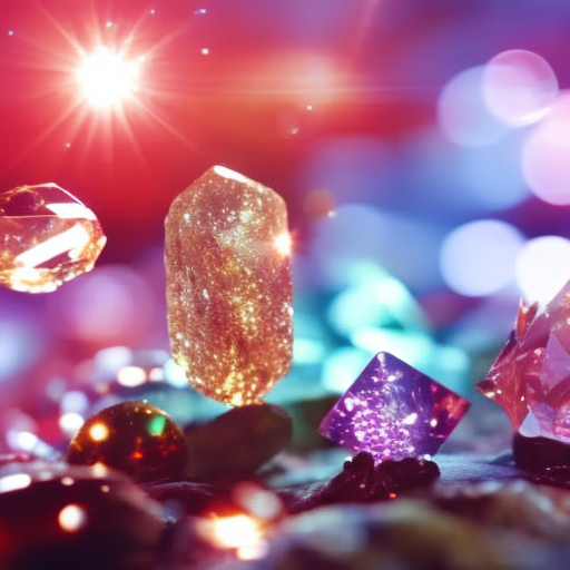 An image featuring a diverse selection of vibrant crystals, each emitting a unique energy and color