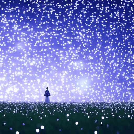 An image depicting a serene night landscape with a sleeping individual surrounded by floating numbers, each representing a different aspect of their dream