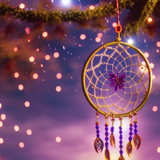 An image depicting a serene night sky with a vividly colored dreamcatcher hanging from a mystical tree branch, while numerical symbols gently float above, symbolizing the fundamental link between numerology and dream interpretation