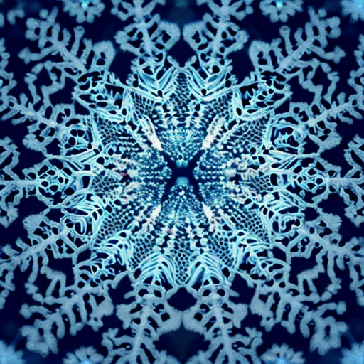 An image showcasing the mesmerizing symmetrical patterns found in the spiraling shells of seashells, the intricate fractal formations of snowflakes, and the rhythmic waves crashing on a sandy shore