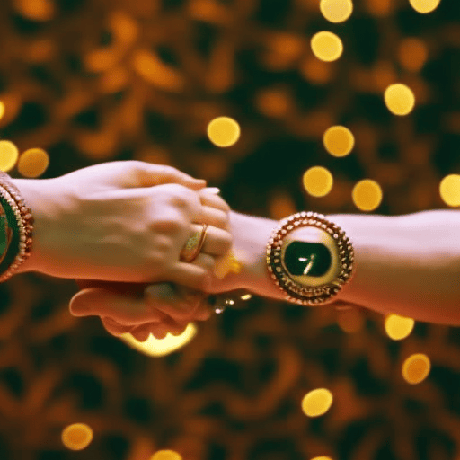 An image showcasing two hands clasping, adorned with intricate numerology symbols