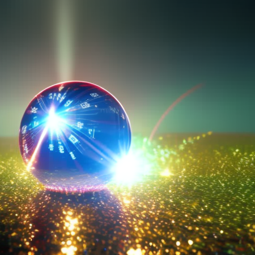 An image depicting a mystical setting with a crystal ball at the center, surrounded by swirling numbers and symbols
