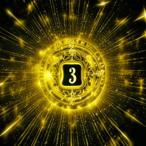 An image showcasing the mystical power of master numbers, with ethereal golden light radiating from a central figure surrounded by intricate numerological symbols, evoking a sense of profound spiritual significance and divine guidance