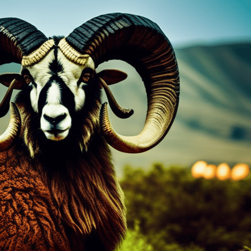 An image showcasing the mighty Aries symbol – a majestic ram with fierce, curved horns
