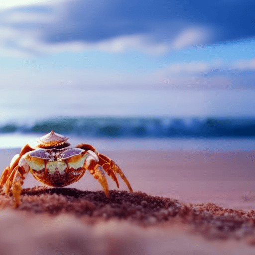 An image showcasing Cancer, the Zodiac crab, surrounded by a serene beach landscape