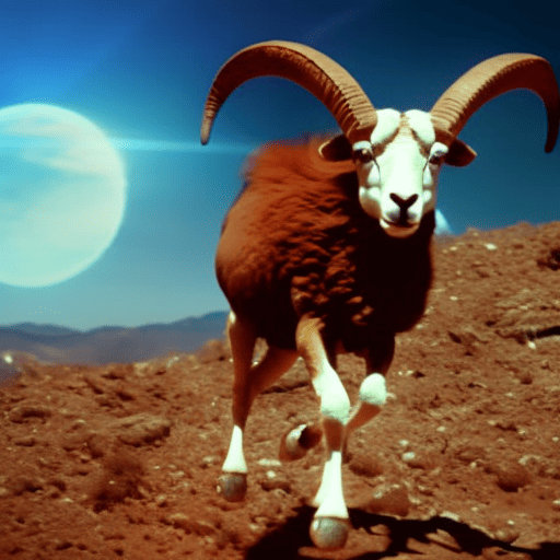 An image depicting an energetic Aries, symbolized by a fiery ram, fiercely charging through a vibrant, dynamic background